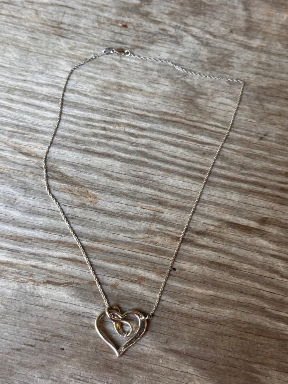 Sterling Silver 925 Always My Friend Heart Necklace 17” CZ 6.01g